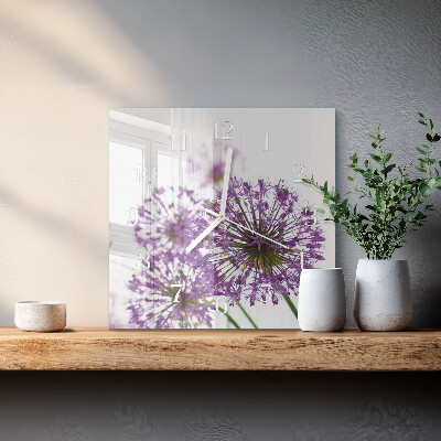 Moderne wanduhr quadratisch Blume