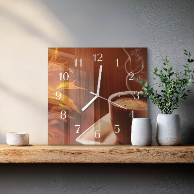 Quadratische wanduhr Kaffee