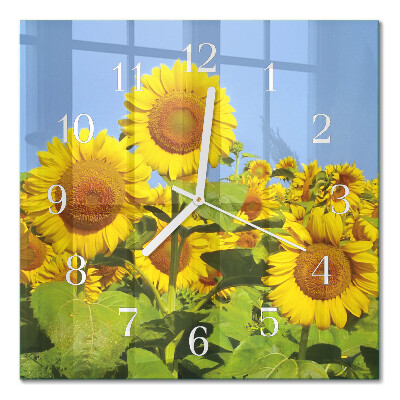 Quadratische wanduhr modern Sonnenblumen