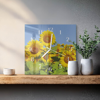 Quadratische wanduhr modern Sonnenblumen