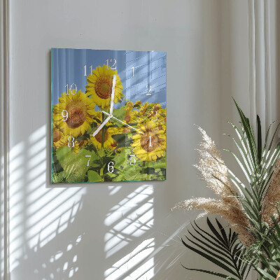 Quadratische wanduhr modern Sonnenblumen