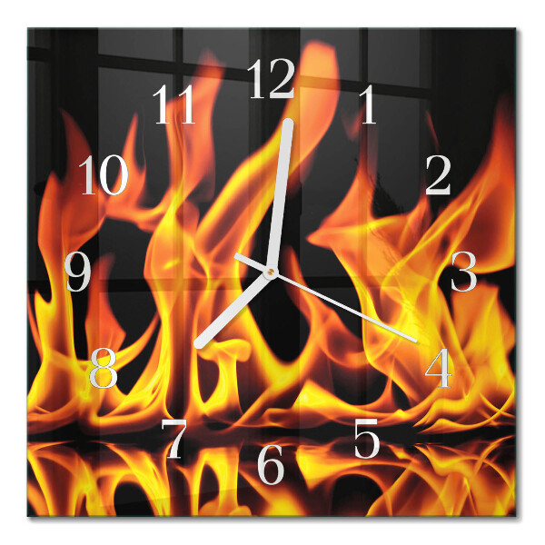 Quadratische wanduhr Feuer