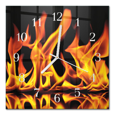 Quadratische wanduhr Feuer