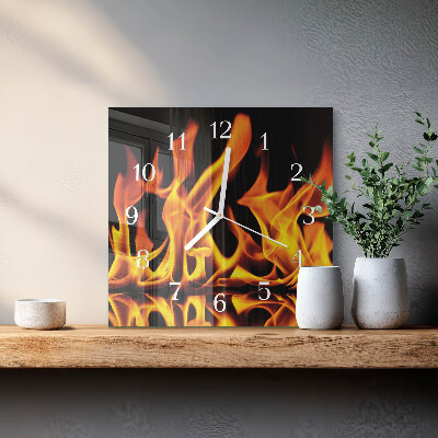 Quadratische wanduhr Feuer