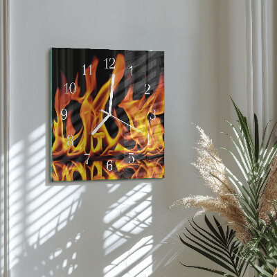 Quadratische wanduhr Feuer