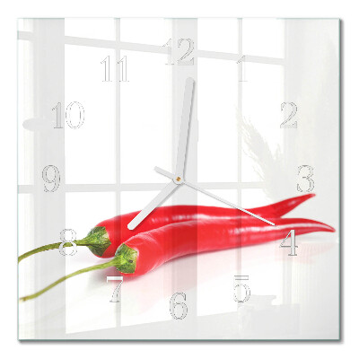 Quadratische wanduhr modern Chilischoten