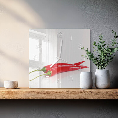 Quadratische wanduhr modern Chilischoten