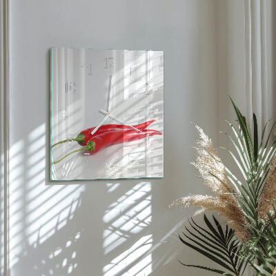 Quadratische wanduhr modern Chilischoten