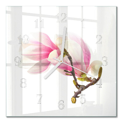Moderne wanduhr quadratisch Magnolienblüte