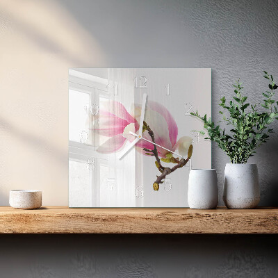 Moderne wanduhr quadratisch Magnolienblüte