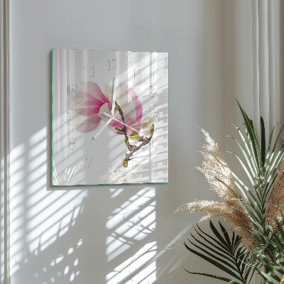 Moderne wanduhr quadratisch Magnolienblüte