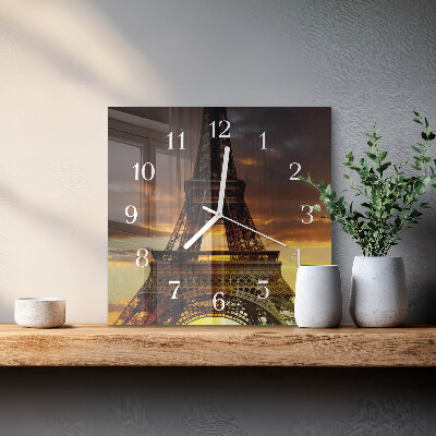 Quadratische wanduhr modern Eiffelturm Paris
