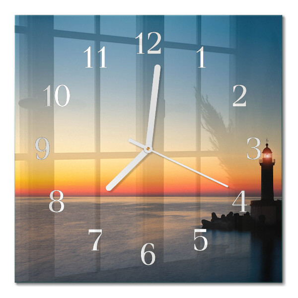 Wanduhr mit motiv quadratisch Leuchtturm Meer