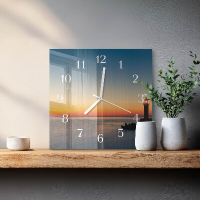 Wanduhr mit motiv quadratisch Leuchtturm Meer