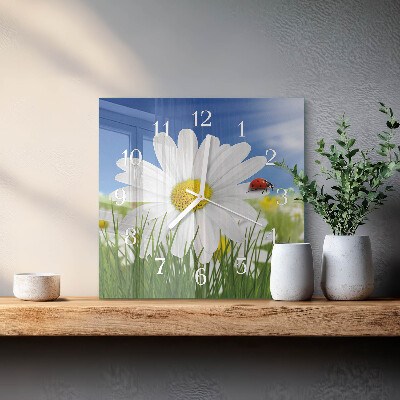 Moderne wanduhr quadratisch Die Blume und der Marienkäfer