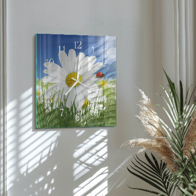 Moderne wanduhr quadratisch Die Blume und der Marienkäfer