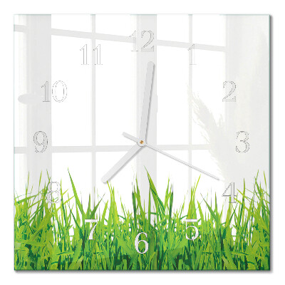 Wanduhr mit motiv quadratisch Gras