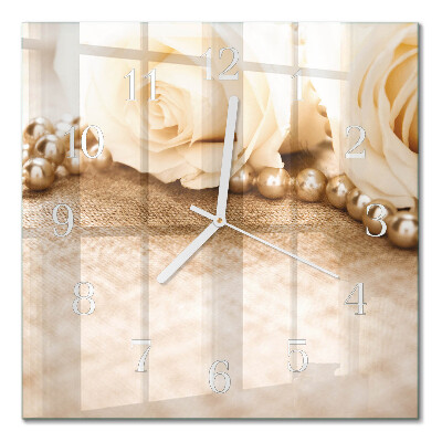 Moderne wanduhr quadratisch Vintage-Rosen in Sepia