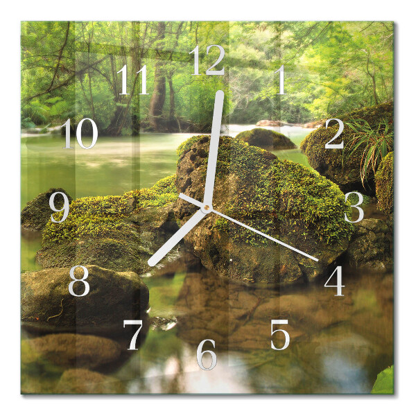 Quadratische wanduhr Flusslandschaft