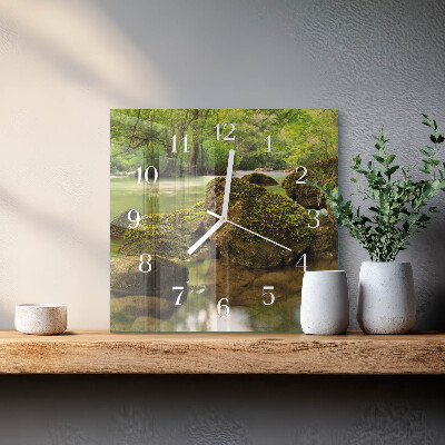 Quadratische wanduhr Flusslandschaft