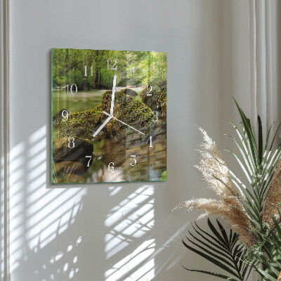 Quadratische wanduhr Flusslandschaft
