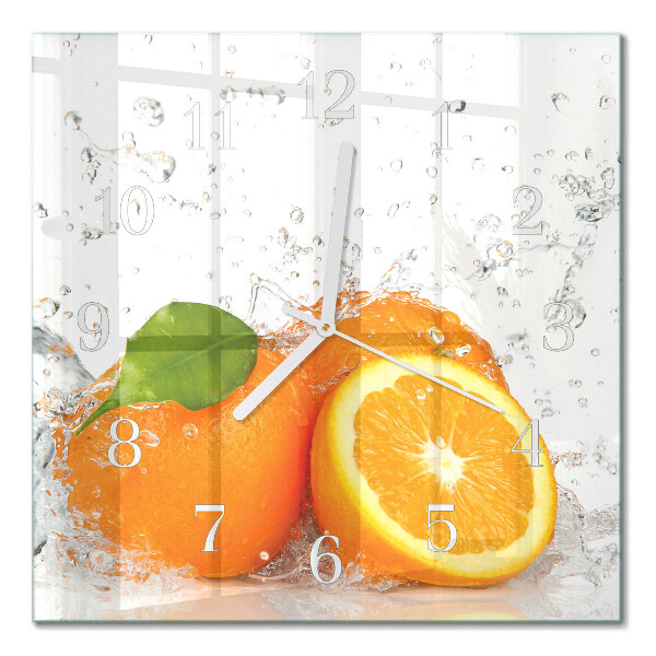 Quadratische wanduhr modern Orangen