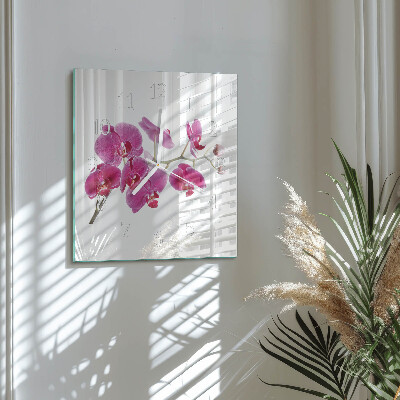 Moderne wanduhr quadratisch Orchidee
