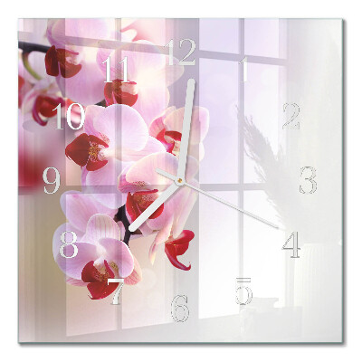 Glasuhr quadratisch Orchidee
