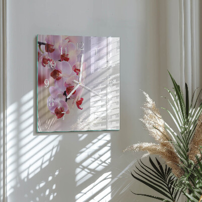 Glasuhr quadratisch Orchidee