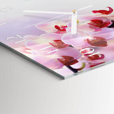 Glasuhr quadratisch Orchidee