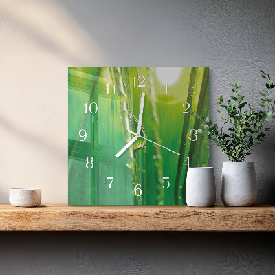 Moderne wanduhr quadratisch Tropfen auf dem Gras
