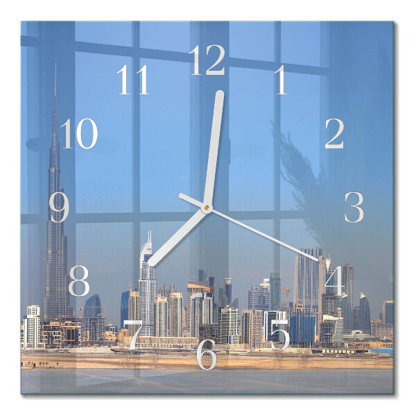 Quadratische wanduhr Dubai Horizon