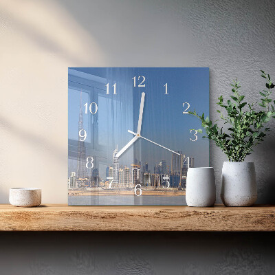 Quadratische wanduhr Dubai Horizon