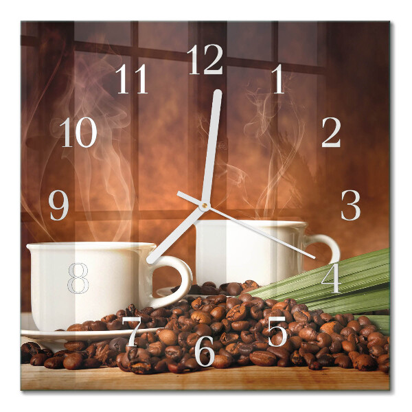 Wanduhr mit motiv quadratisch Tassen Kaffee
