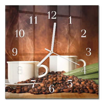 Wanduhr mit motiv quadratisch Tassen Kaffee