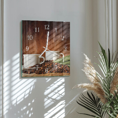 Wanduhr mit motiv quadratisch Tassen Kaffee