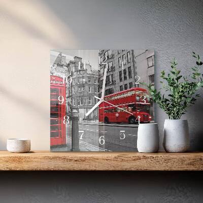 Quadratische wanduhr Roter Bus