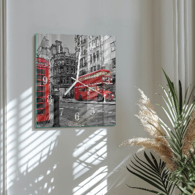 Quadratische wanduhr Roter Bus