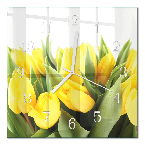 Quadratische wanduhr modern Tulpen