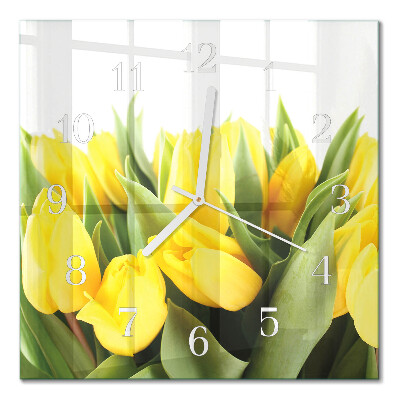 Quadratische wanduhr modern Tulpen