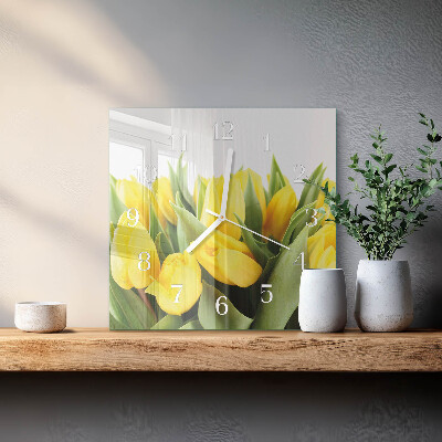 Quadratische wanduhr modern Tulpen