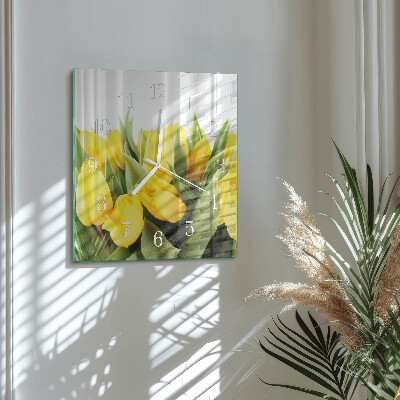Quadratische wanduhr modern Tulpen