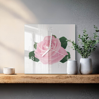 Quadratische wanduhr Rose