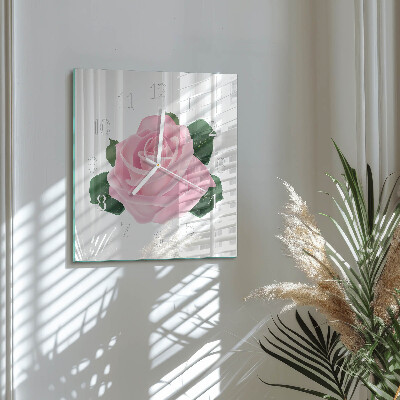 Quadratische wanduhr Rose