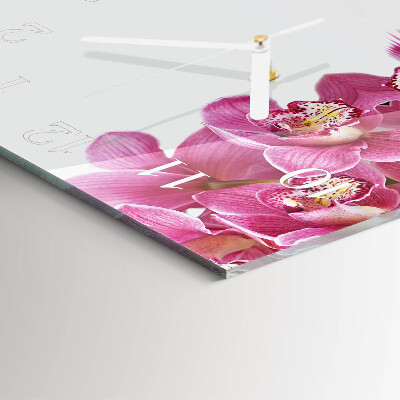 Glasuhr quadratisch Orchidee