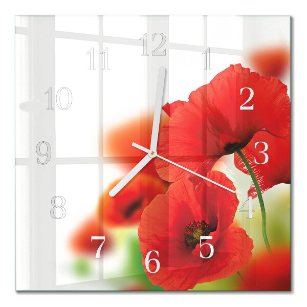 Moderne wanduhr quadratisch Mohnblumen