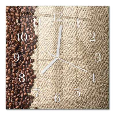 Quadratische wanduhr Kaffeebohnen