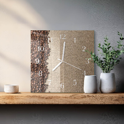 Quadratische wanduhr Kaffeebohnen