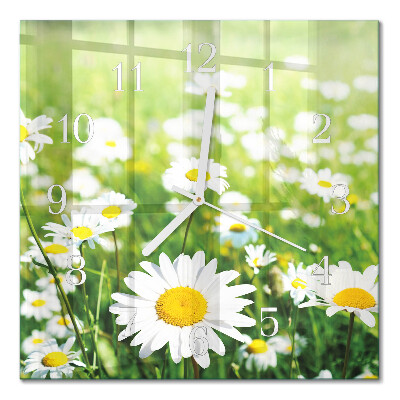 Quadratische wanduhr modern Gänseblümchen