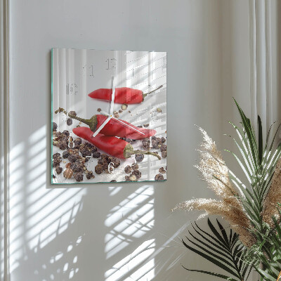 Quadratische wanduhr Chilischoten